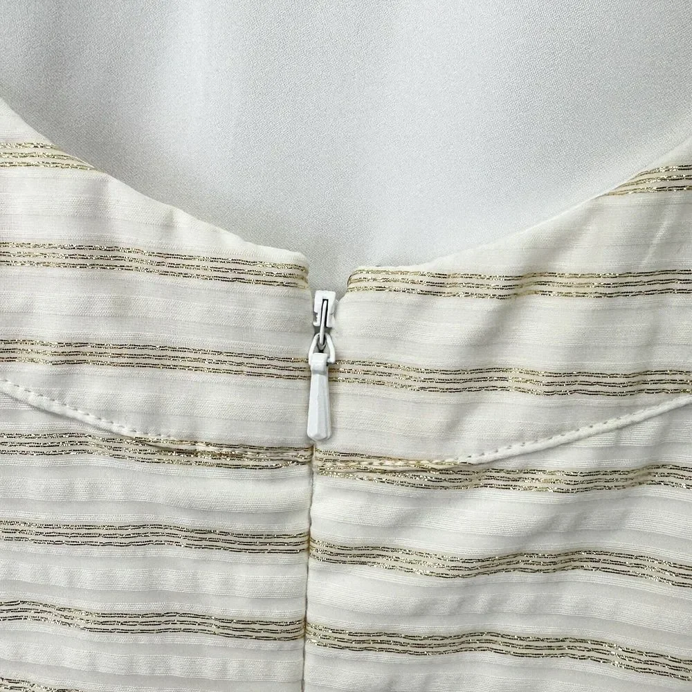 Lilly Pulitzer Henley Corded Organza Gold Stripe Knee Length Dress Size 8 - Picture 13 of 16